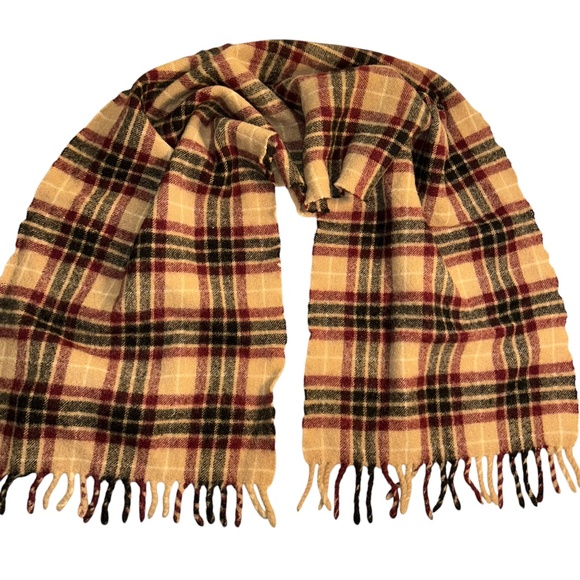 polo Ralph Lauren khaki red black nova check plaid wool scarf - Picture 4 of 7